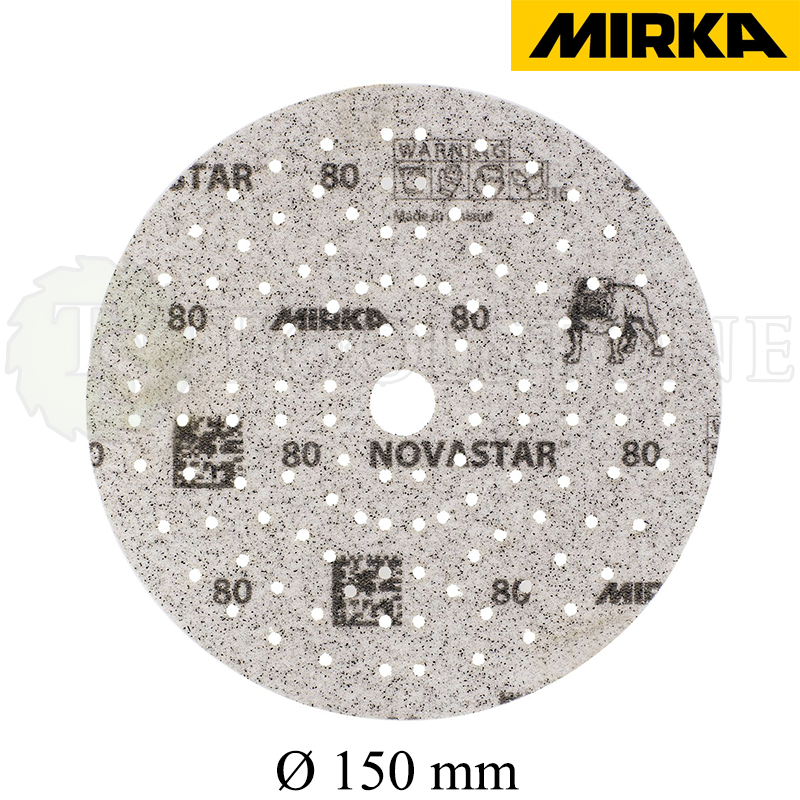 Шлифовальный материал Mirka Novastar на пленочной основе, на липучке, Ø150 мм, 121 отв., зерно 80, 100 шт. (арт.FG6CH09980)