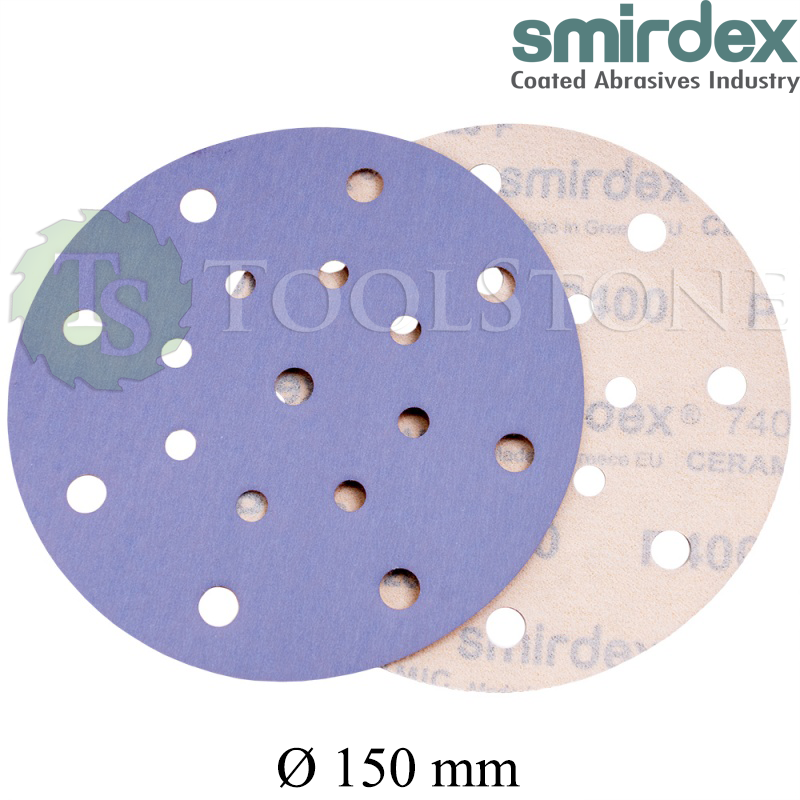 Шлифовальный материал Smirdex 740 Ceramic Ø150мм, P150, 17 отв., 100 шт. (арт.740411150)