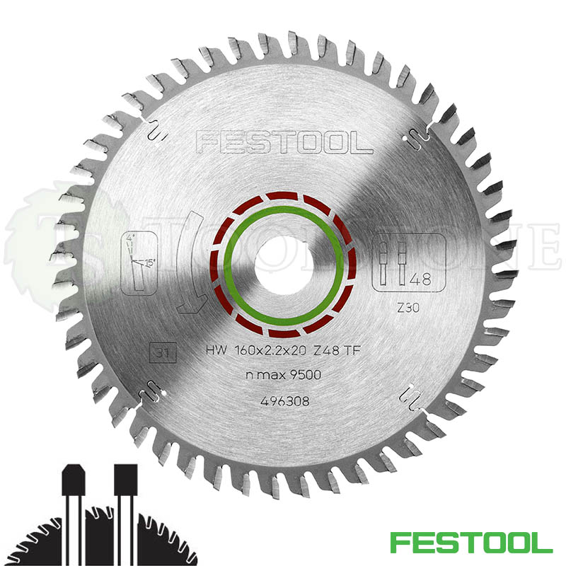 Пильный диск Festool 496308 160x2.2x20 мм, TF48 трапеция, по ЛДСП и искусственному камню