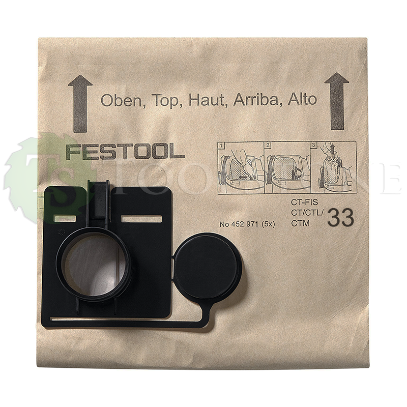 Мешок-пылесборник Festool FIS-CT 33/5 452971, бумажный одноразовый, упаковка 5 шт., для пылесосов серии CT/CTL/CTM 33