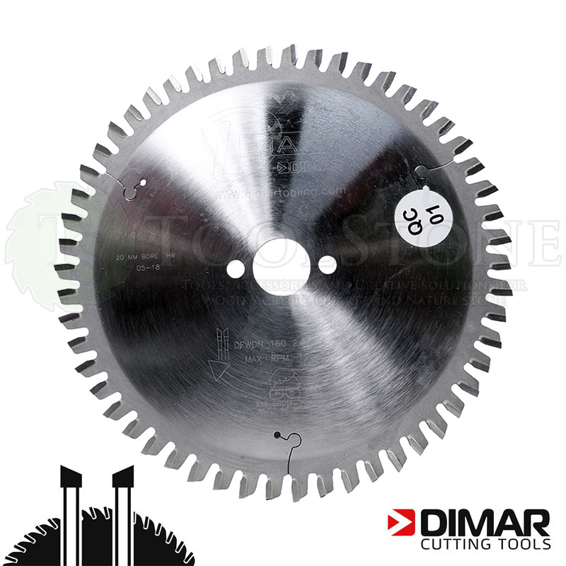 Пильный диск Dimar DMR152 160x2.2x20 мм, W54 косой зуб, -6°, для торцевания твердых пород древесины, ЛДСП и по искусственному камню
