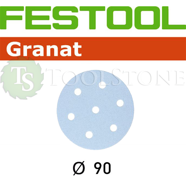 Шлифовальный материал на пленочной основе Festool Granat 498329 STF D90/6 P1200 GR/50, Ø90 мм, P1200, 7 отв., 50 шт.