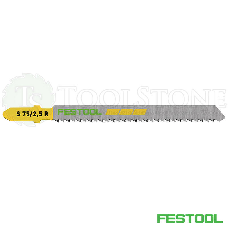 Пильное полотно Festool 204259 для лобзика, S 75/2,5 R/5, 5 шт., обратный зуб, для чистого пиления древесины, фанеры и ЛДСП