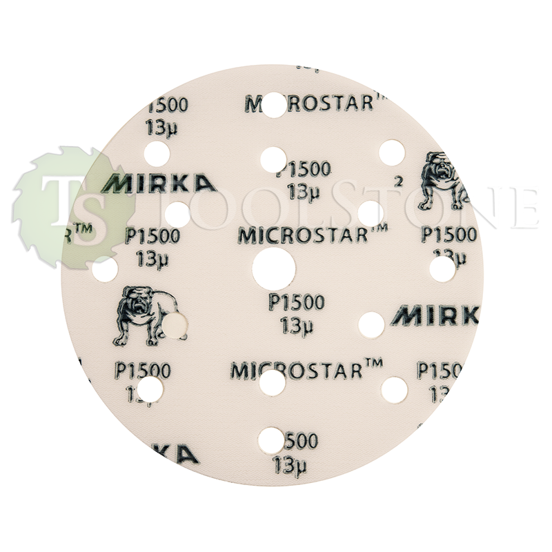 Шлифовальный материал на пленочной основе Mirka Microstar Ø150мм, P1500, 15 отв., 50 шт. (арт.FM61105094)