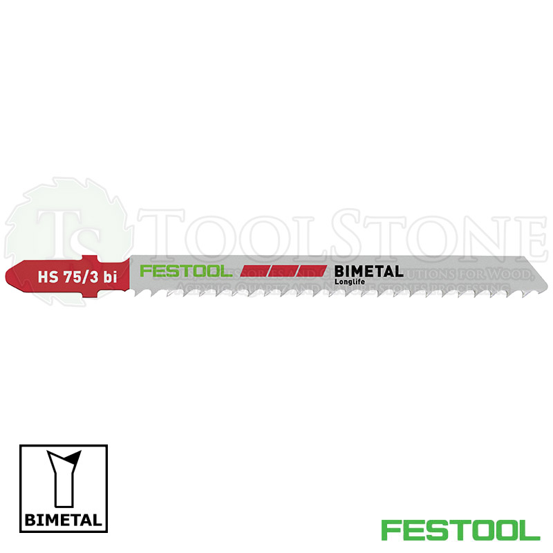 Пильное полотно Festool 204336 для лобзика, HS 75/3 BI/5, BiMetall, 5 шт., для пластика